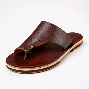 Sandales Homme à Entredoigt en Cuir Véritable Marron | Tong Artisanale Fait Main au Maroc – Yamiriam