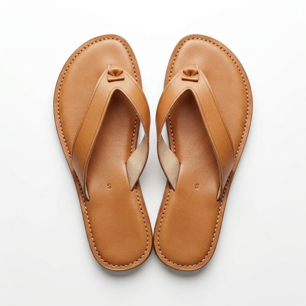 Sandales Marocaines à Entredoigt en Cuir - Marron Clair
