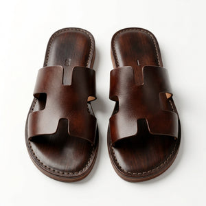 Sandales d'Été en Cuir Marron Patiné | Homme