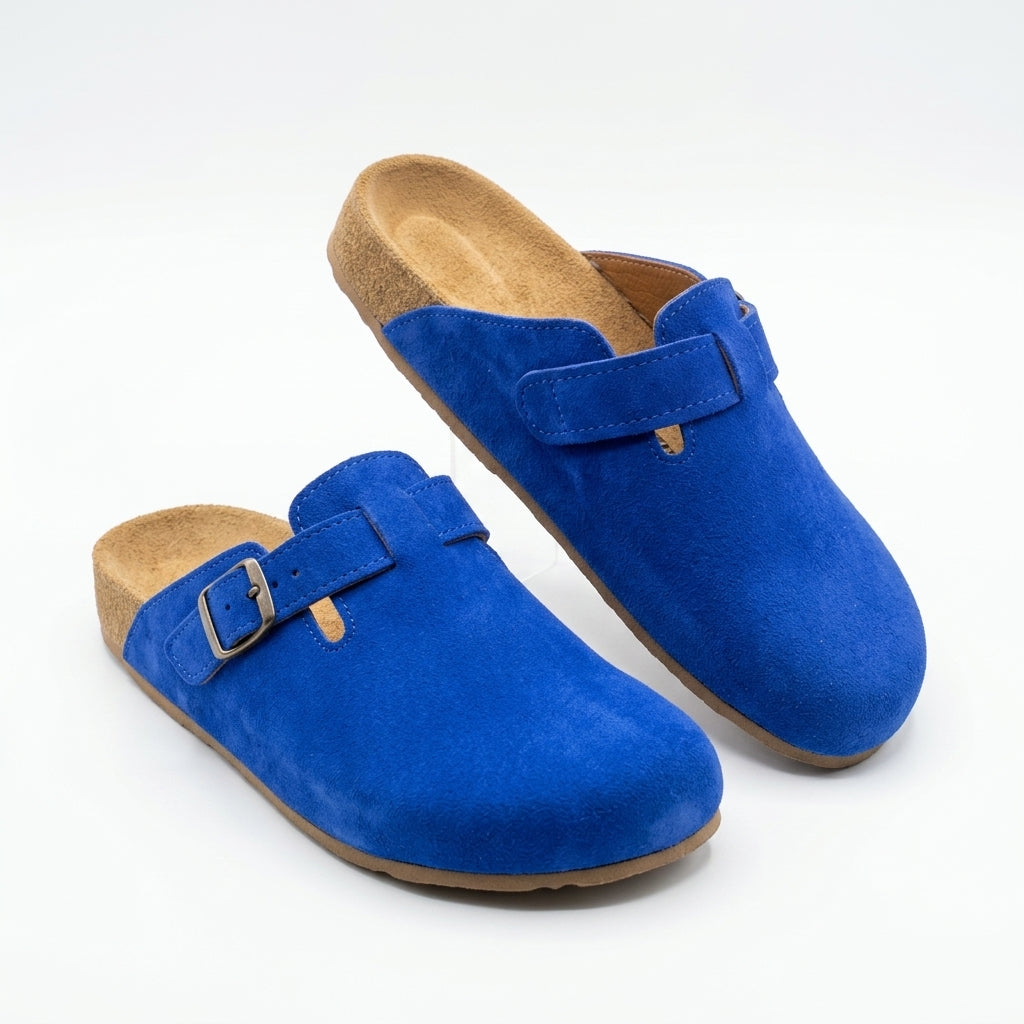Sabots en Daim Bleu Roi pour Femme - Confort & Style Moderne