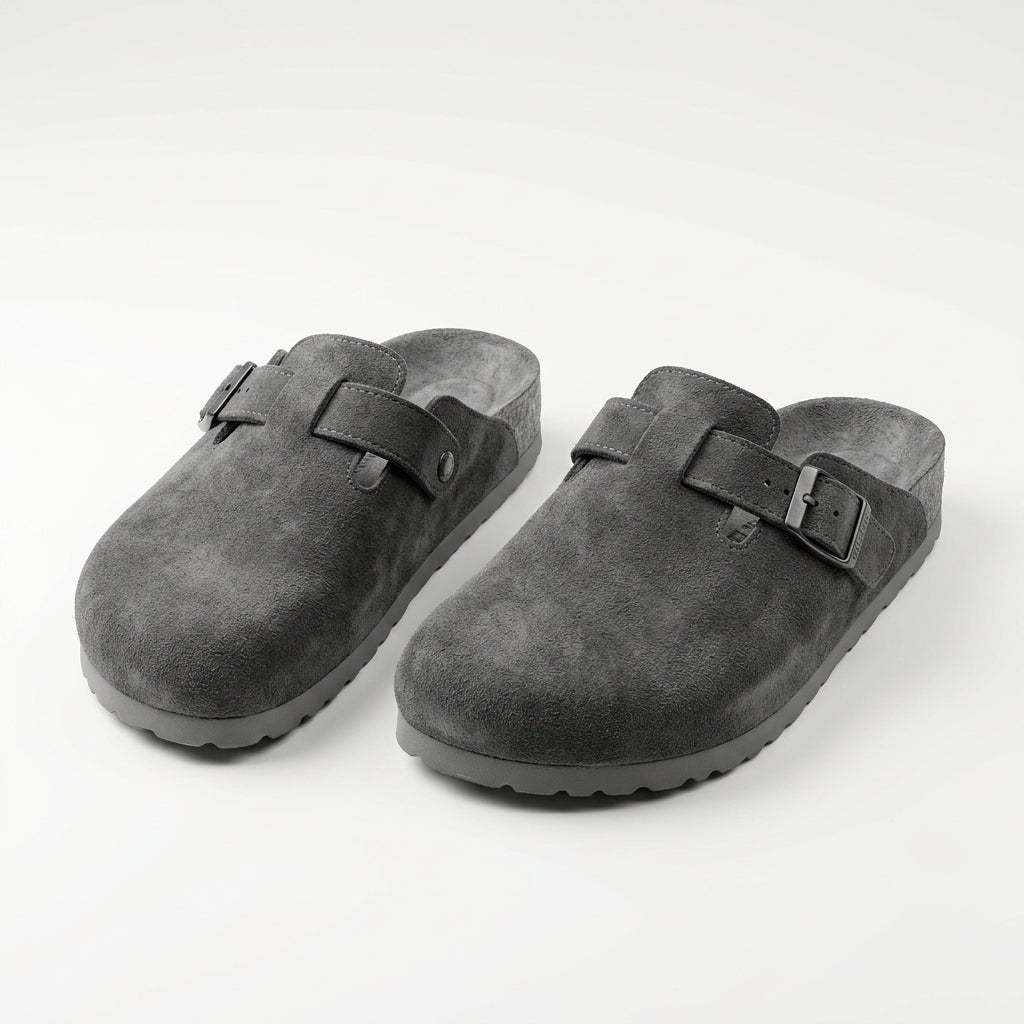 Sabots en Daim Gris Anthracite pour Femme - Confort Urbain