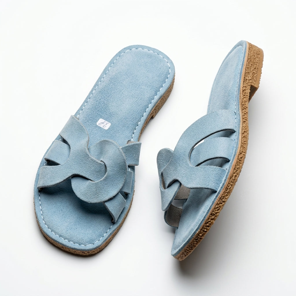 Mules en Daim Bleu Azur pour Femme - Style Chic & Douceur