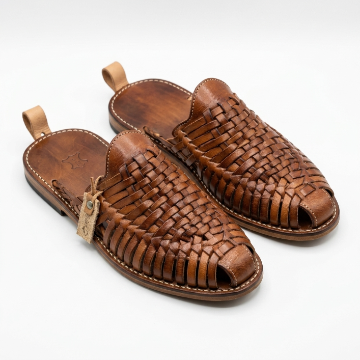 Babouche Belgha en Cuir Marocaine Marron et Marron Foncé