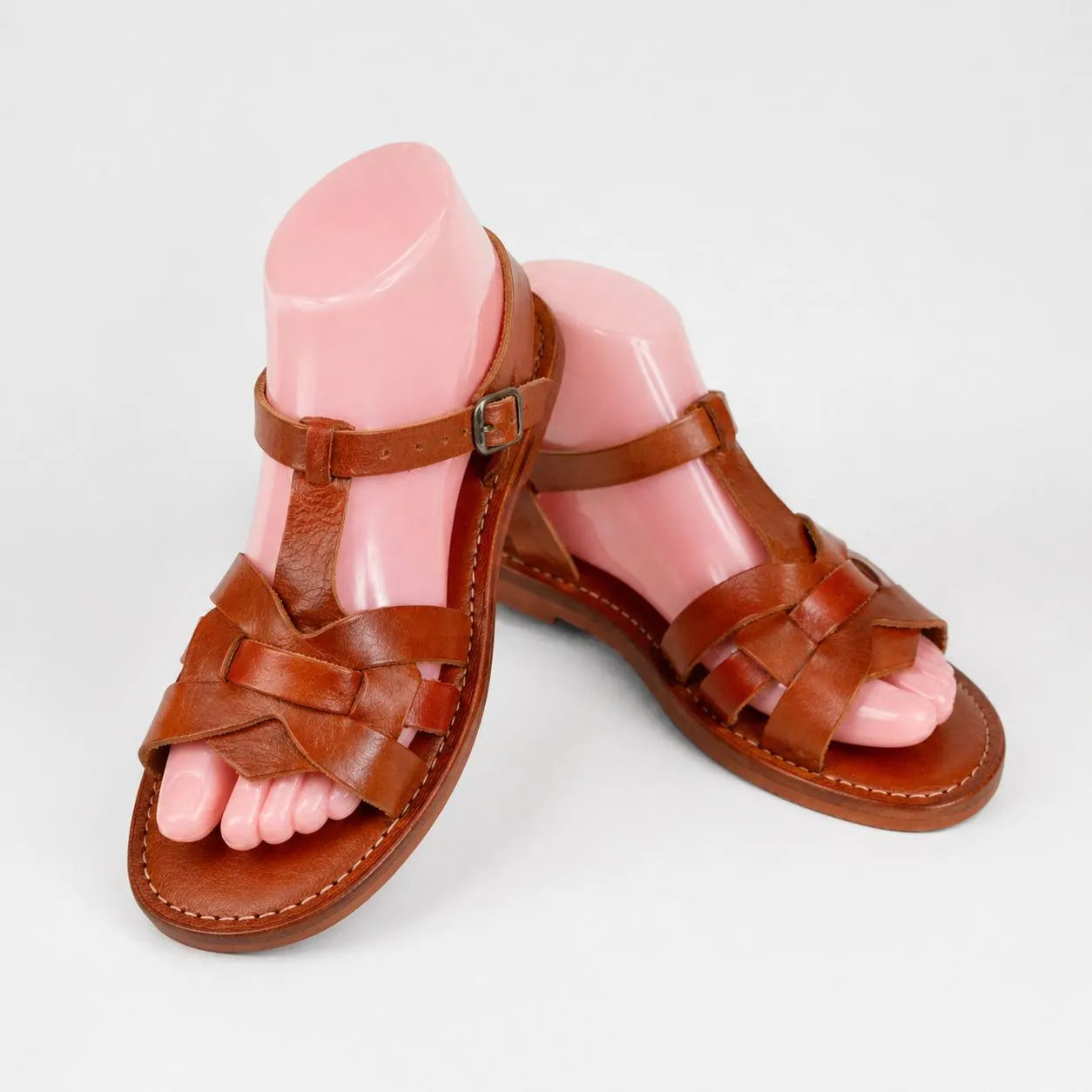 Sandales Marocaines Berbères Femme marron en Cuir Fait Main