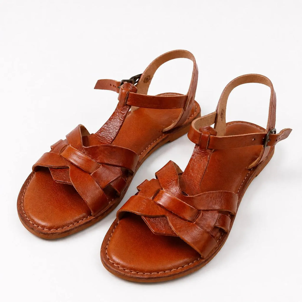 Sandales Marocaines Berbères Femme marron en Cuir Fait Main