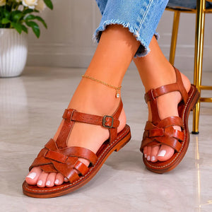 Sandales Marocaines Berbères Femme marron en Cuir Fait Main