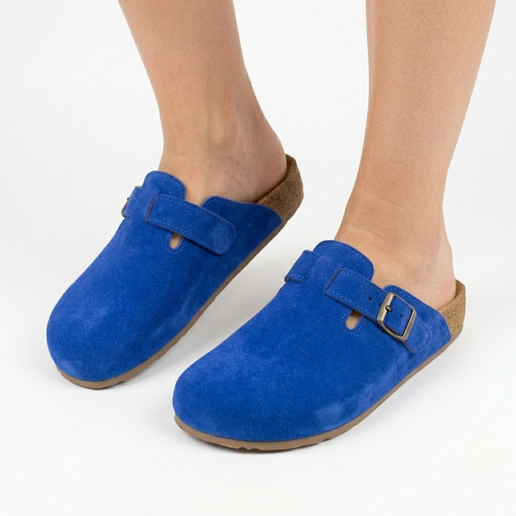 Sabots en Daim Bleu Roi pour Femme - Confort & Style Moderne