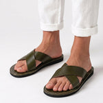 Sandales Cuir Vert Olive & Chibi Homme - Style Croisé - YaMiriam