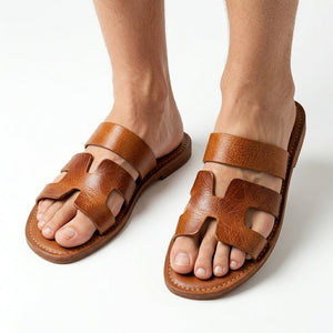 Sandales en Cuir Camel Premium – L’Alliance du Design en H et du Chic Marocain - YaMiriam