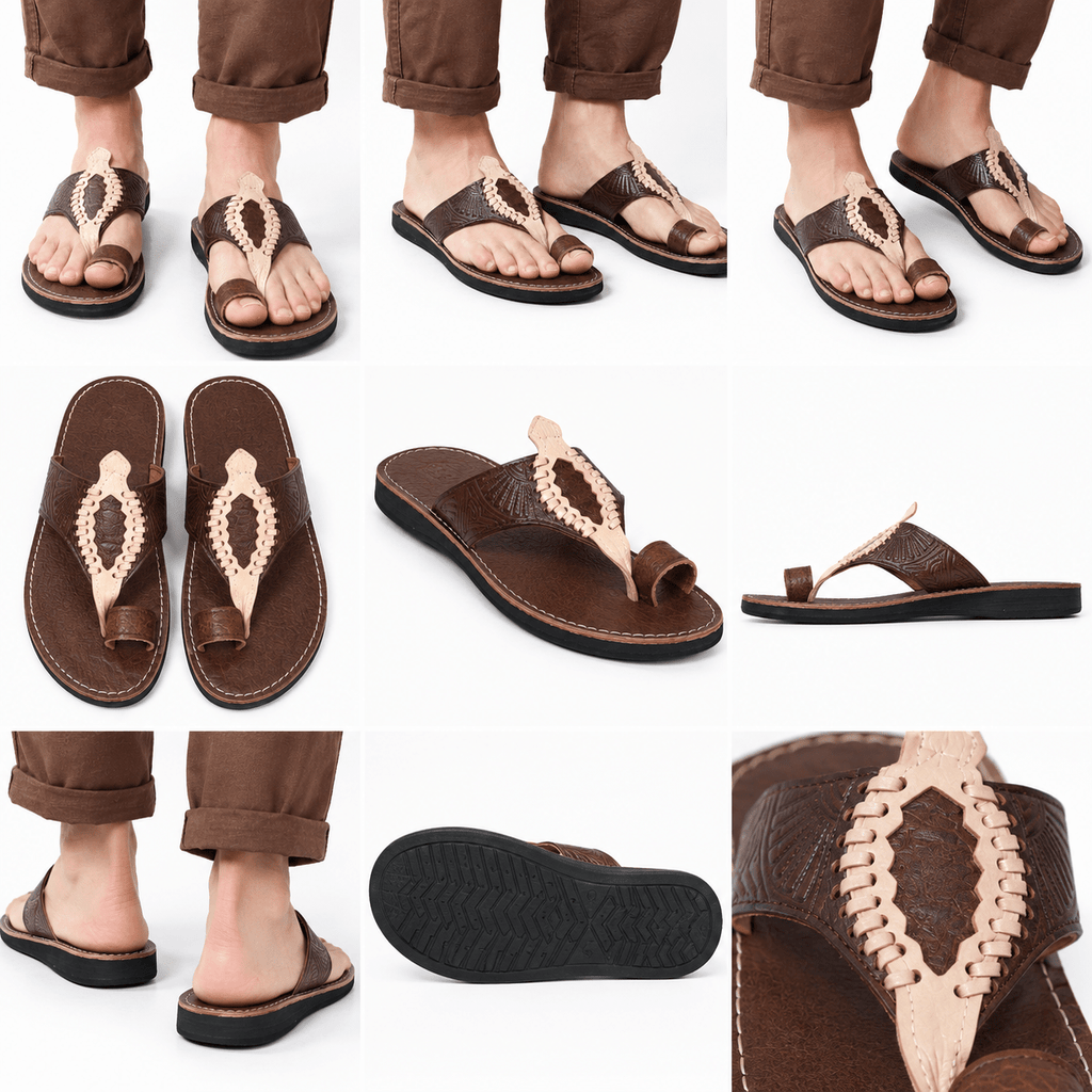 Sandales Homme en Cuir Véritable Pleine Fleur | Sandales Artisanales Marocaines Fait Main | Confort Été – Yamiriam - YaMiriam